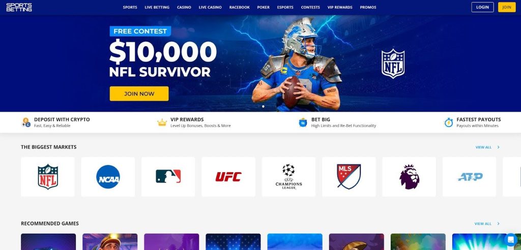 SportsBetting homepage – high-limit offshore online sportsbook